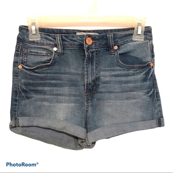 Refuge High Rise Denim Cuffed Shorts - Picture 1 of 4